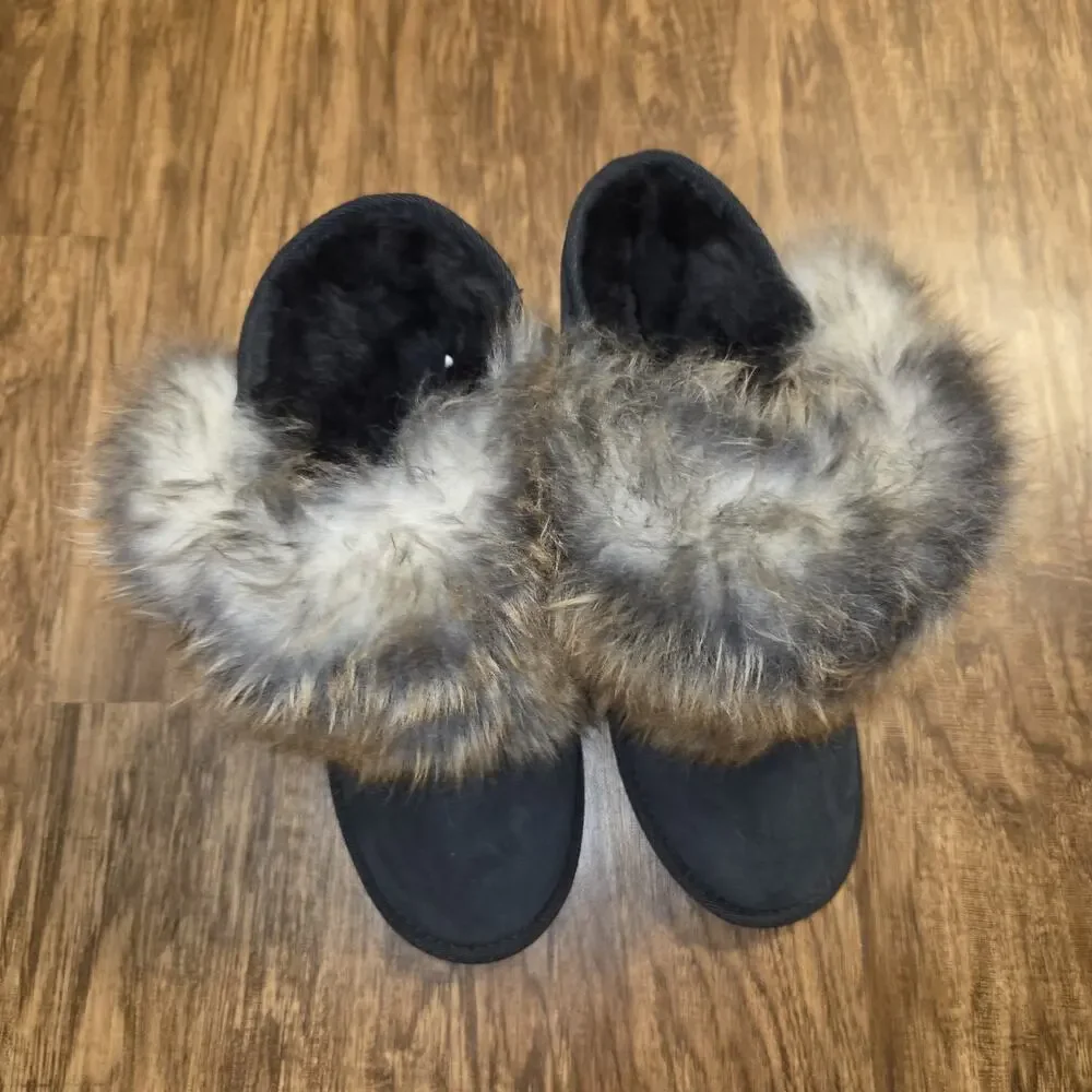 EMU Australia Stinger Mini Lava Boots Womens 7‎ Black Sheepskin Fur Snow Winter